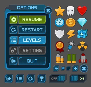 Interface buttons set for space games or apps clipart