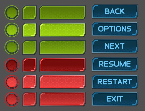 Botones de interfaz configurados para juegos de espacio o aplicaciones — Vector de stock
