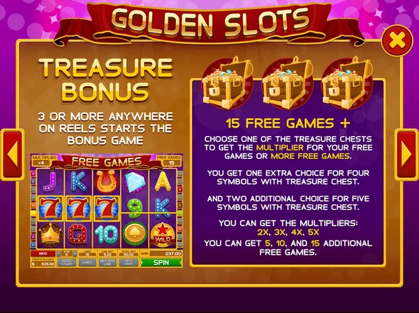 Info screen for slots game — Stock Vector