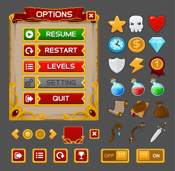 Gioco medievale GUI pack — Vettoriale Stock