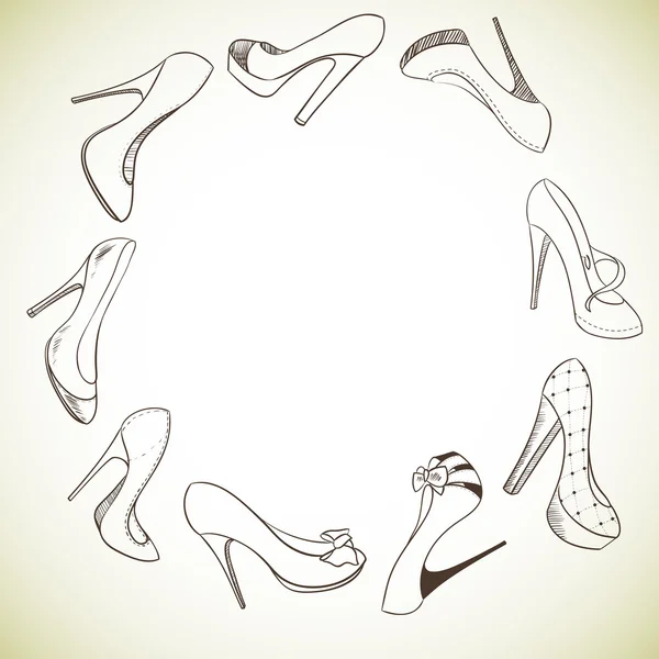 Fond avec un cercle de chaussures — Image vectorielle