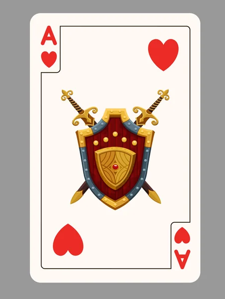 Ace of Hearts carta de baralho — Vetor de Stock