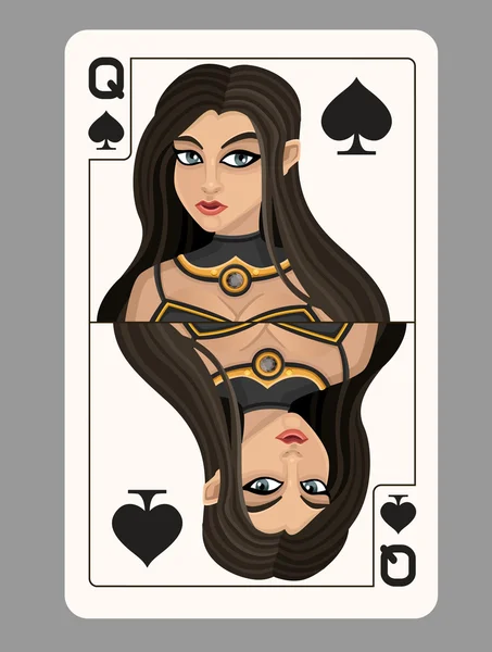 Rainha de espadas cartão de baralho — Vetor de Stock