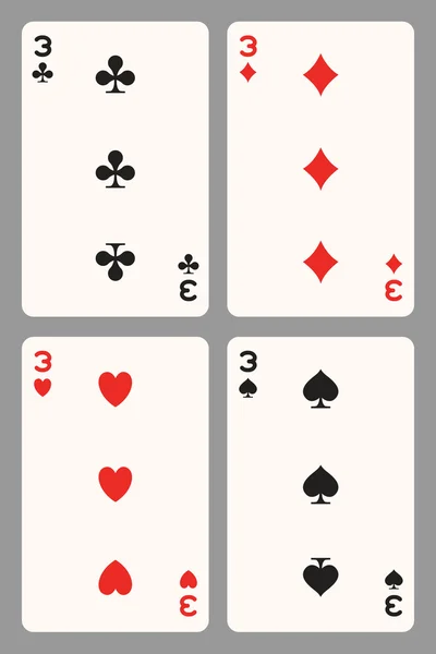 Jogar cartas três — Vetor de Stock