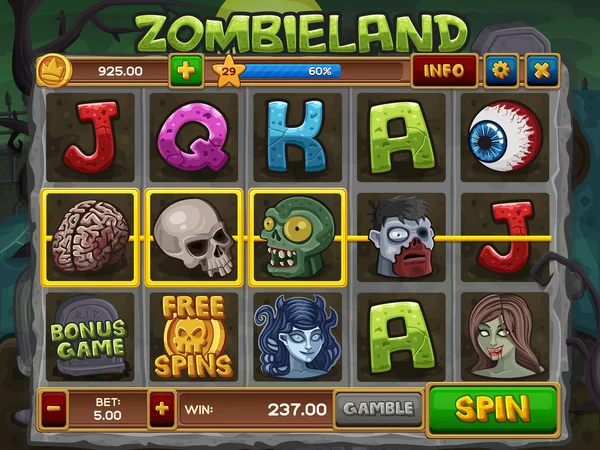 Zombie ranuras juego — Vector de stock