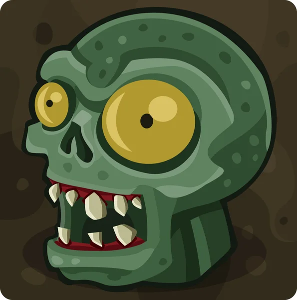 Groene zombie hoofd — Stockvector