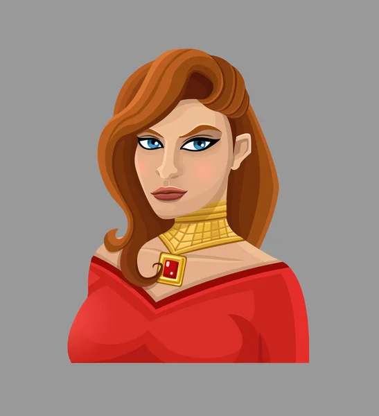 Caricature femme en rouge — Image vectorielle