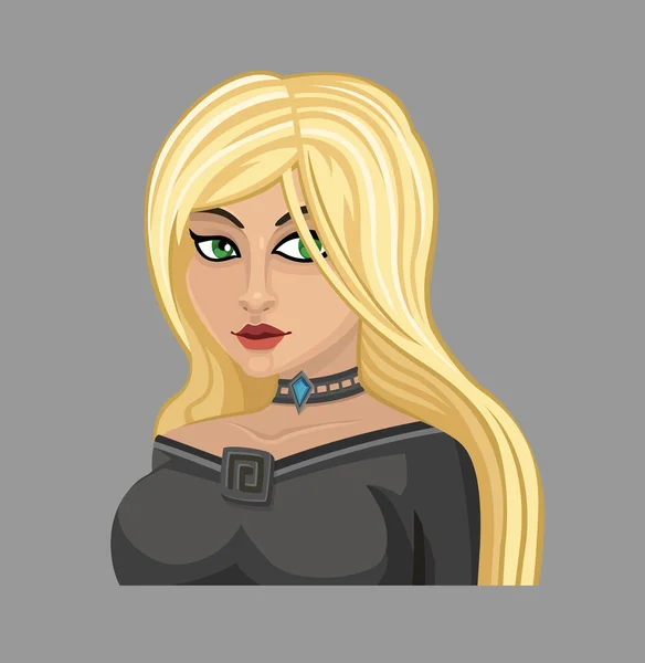 Cartoon blonde in het zwart — Stockvector