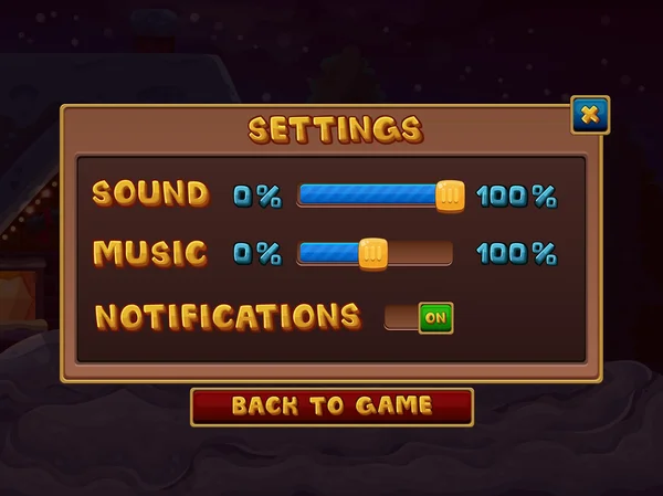 Interface de configurações para o jogo — Vetor de Stock