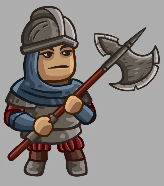 Personagem de jogo medieval Halberdier —  Vetores de Stock