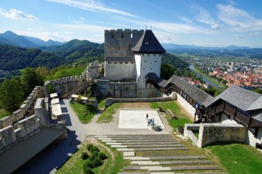 Celje medieval castle in Slovenia above the river  Savinja clipart