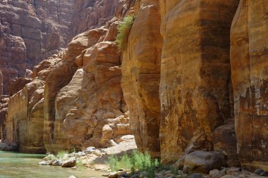 Scenic cliffs of Wadi Mujib creek in Jordan clipart