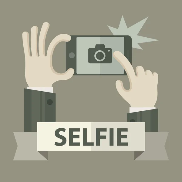 Selfie teléfono en gris — Vector de stock