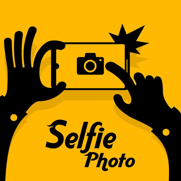 Selfie teléfono amarillo — Vector de stock