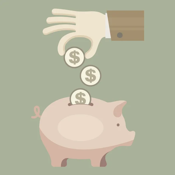 Piggy munt bank in hand — Stockvector