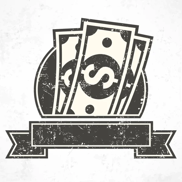 Billetes de papel. Signos de dinero en gris. Ilustración vectorial — Vector de stock