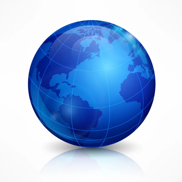 Globe. Blue sphere Earth on white. Vector illustration — Stock Vector