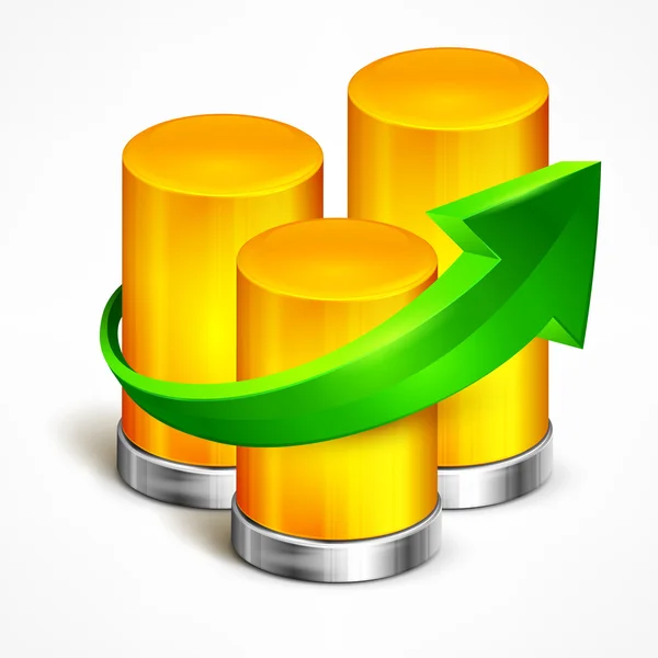 Statistiek indicatie element met de groene pijl. Vectorillustratie — Stockvector