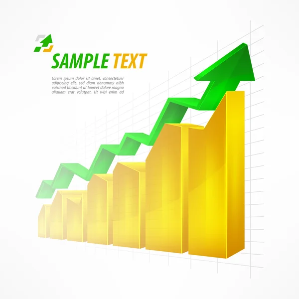 Gráfico con texto de flecha en blanco — Vector de stock
