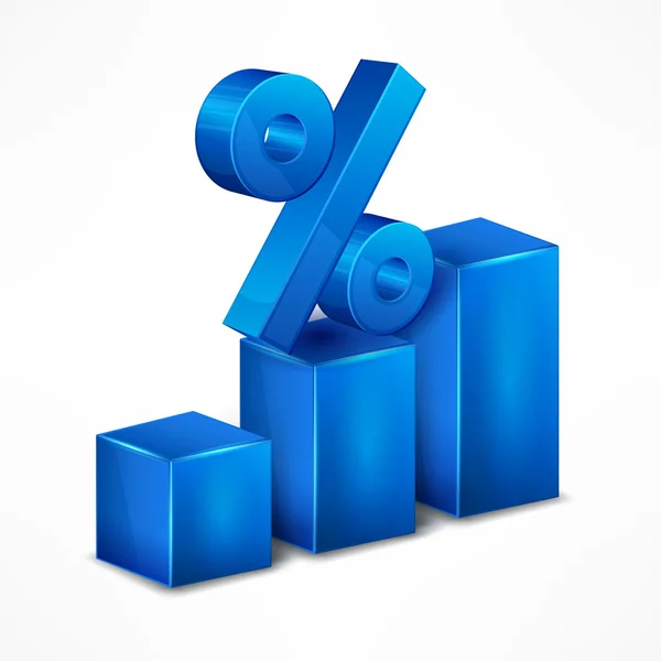 Gráfico azul com porcentagem em branco — Vetor de Stock
