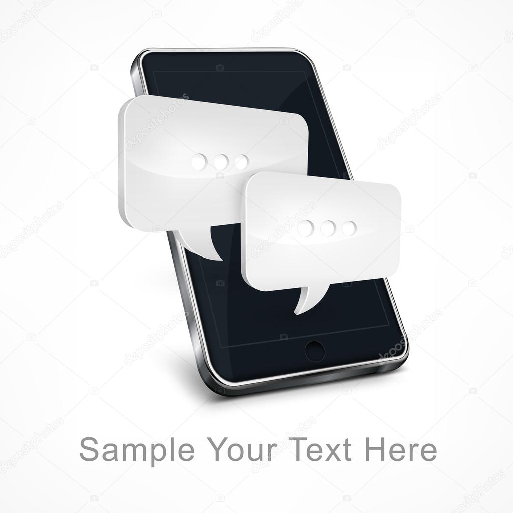 Mobile phone message on white