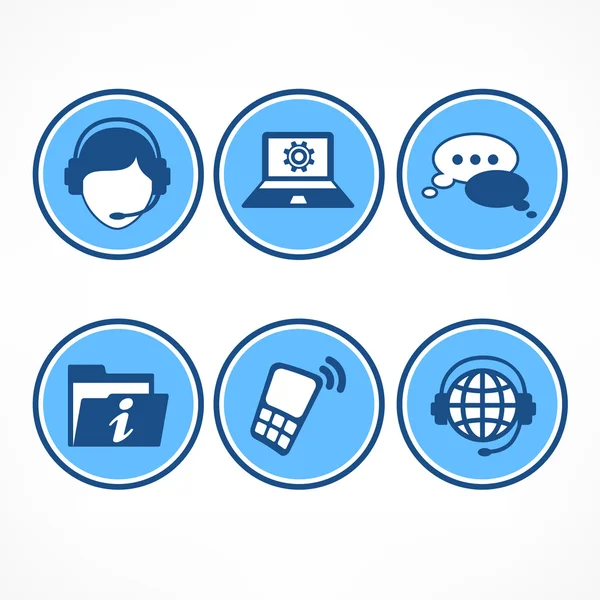 Kunden stöd ikoner i blått — Stock vektor