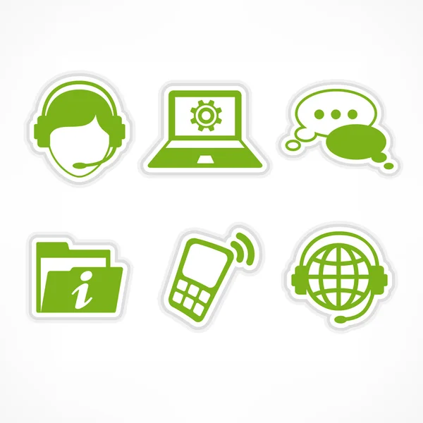 Kunden stöd ikoner i grönt — Stock vektor