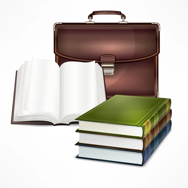 Bolsa y libro — Vector de stock