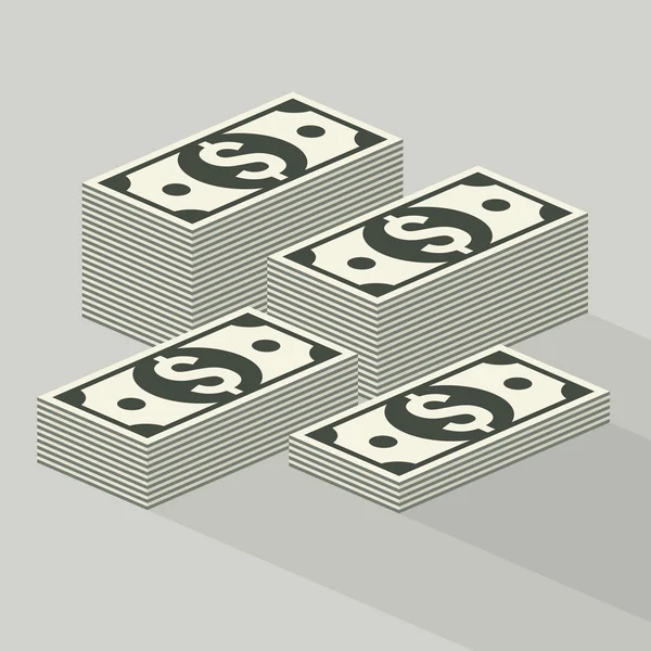 Piles d'argent sur gris — Image vectorielle