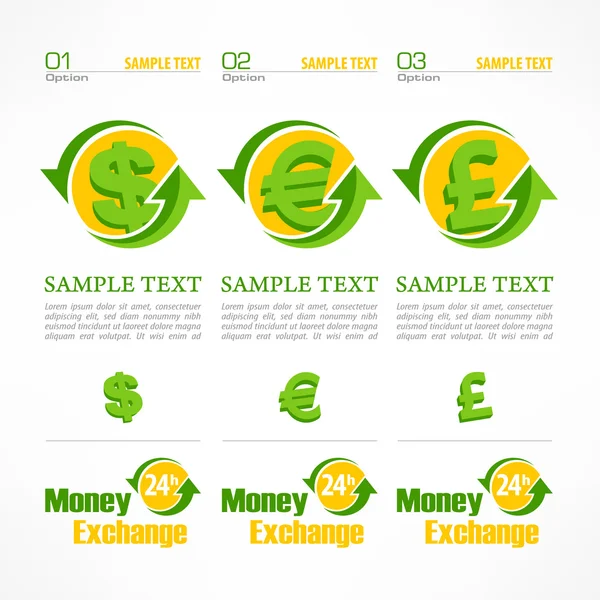 Para sembol Infographic — Stok Vektör