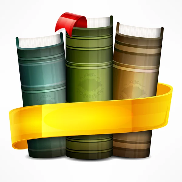 Stack of books with ribbon — Stock Vector