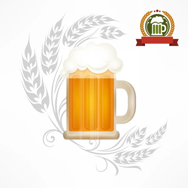 Taza de cerveza de vidrio — Vector de stock