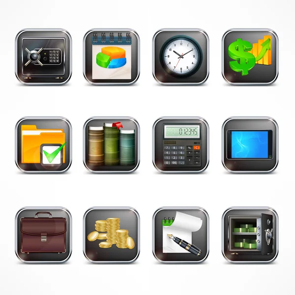 Set of business icons in square — Stock Vector