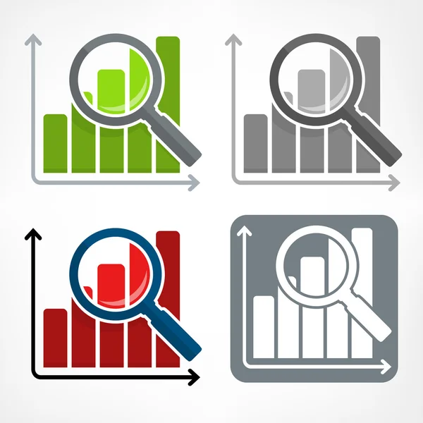Magnifying glass and chart color icons — Stock Vector