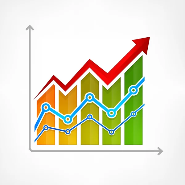 Kleur pijl-omhoog of diagram op wit — Stockvector