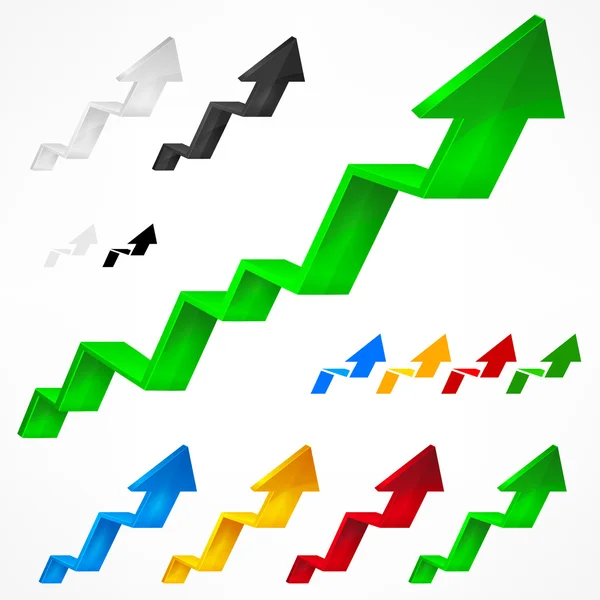 Setas para cima no branco — Vetor de Stock