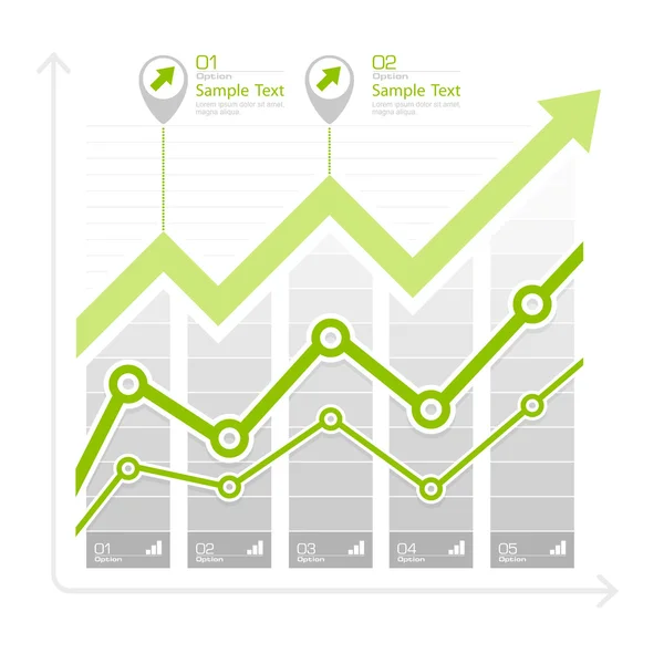 Green arrow up diagram on white — Stock Vector