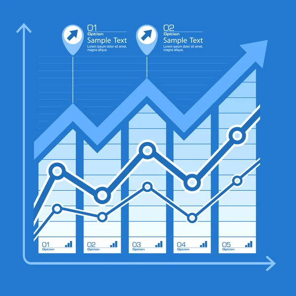 Flecha hacia arriba diagrama en azul — Vector de stock