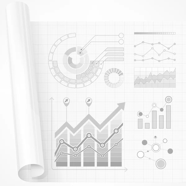 Elementos infográficos en gris — Vector de stock