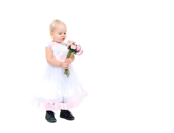 Menina bonita com flores — Fotografia de Stock