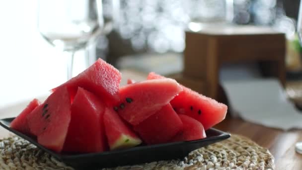 Servieren Frühstück, Körperentgiftung, Wassermelonen-Diät — Stockvideo