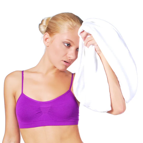 Woman with towel — Stock Photo, Image