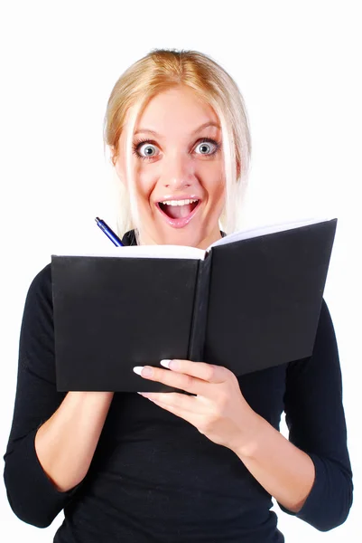 Secretary in glasses with notebook — Stock Photo, Image