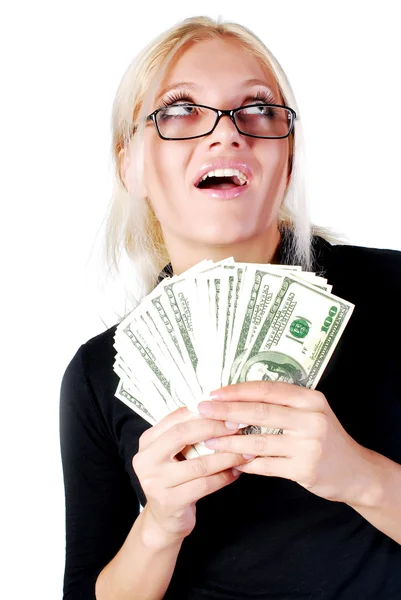 Frau mit Geld — Stockfoto