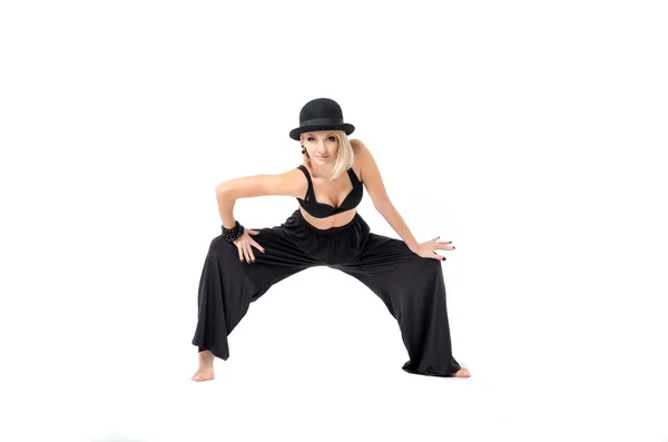 Dancing woman in black — Stock Photo, Image