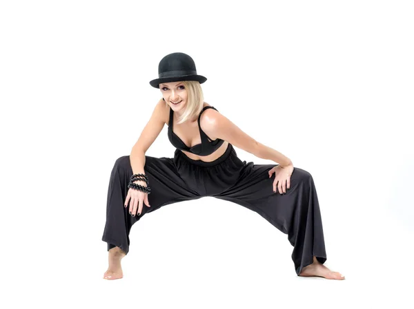 Dancing woman in black — Stock Photo, Image