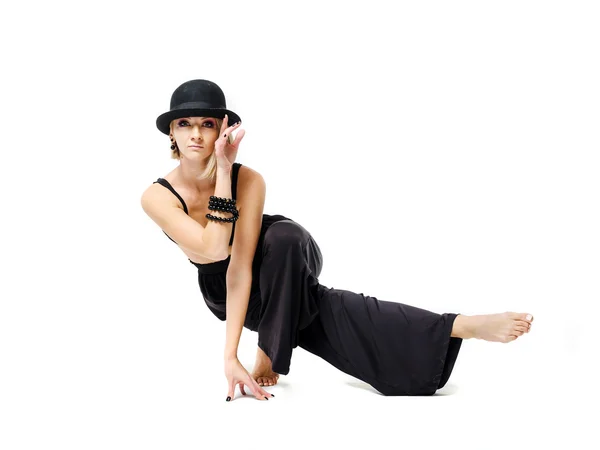 Dancing woman in black — Stock Photo, Image