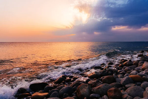 Coucher Soleil Près Mer Sur Île — Photo