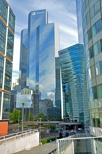 District La Defense on August 20, 2014 in Paris. It is Europes largest business district with 560 hectares area 72 glass and steel buildings and skyscrapers