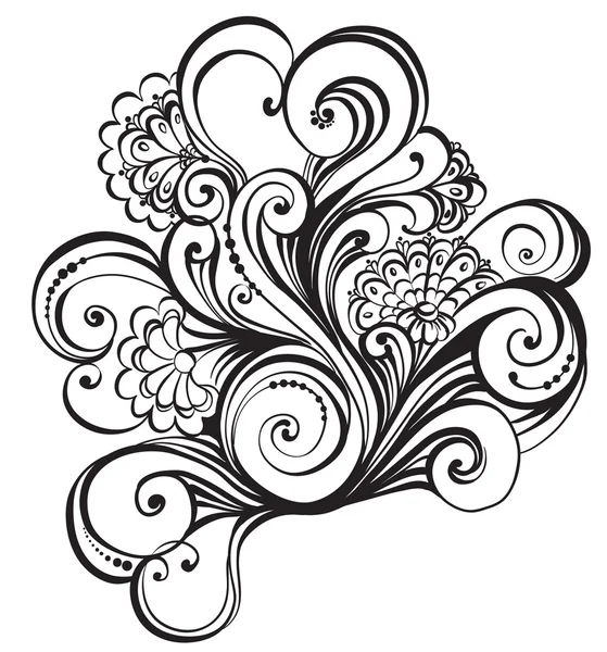 Hand drawn floral black and white Design Elements. Vector Illustration ...
